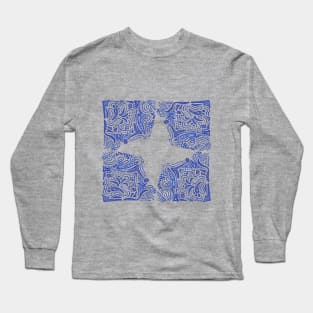 Blue Hand Drawn Doodles Long Sleeve T-Shirt